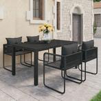 vidaXL 5-delige Tuinset PVC-rattan zwart, Tuin en Terras, Tuinsets en Loungesets, 4 zitplaatsen, Kunststof, Verzenden, Nieuw