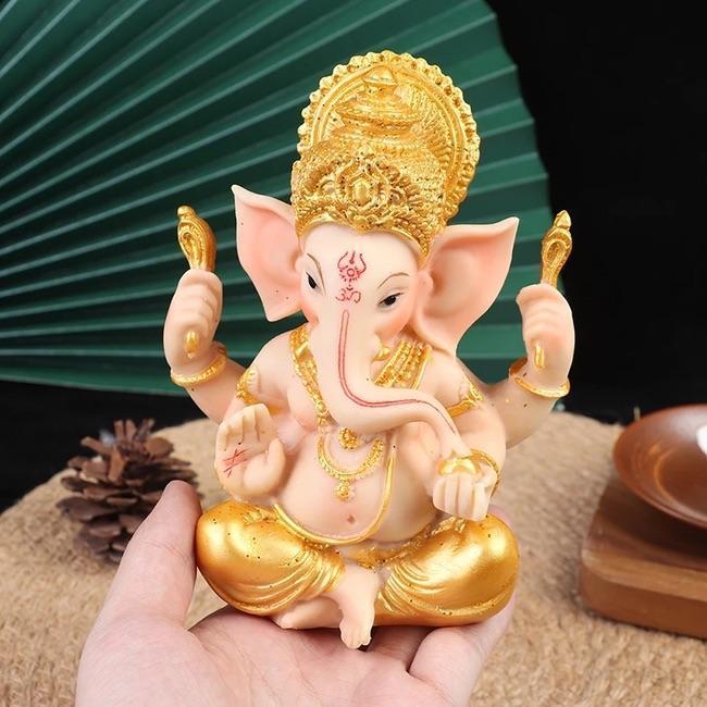 Ganesha Olifant Spiritueel Beeldje Goud Roze 14CM, Verzamelen, Beelden en Beeldjes, Fantasy, Nieuw, Verzenden
