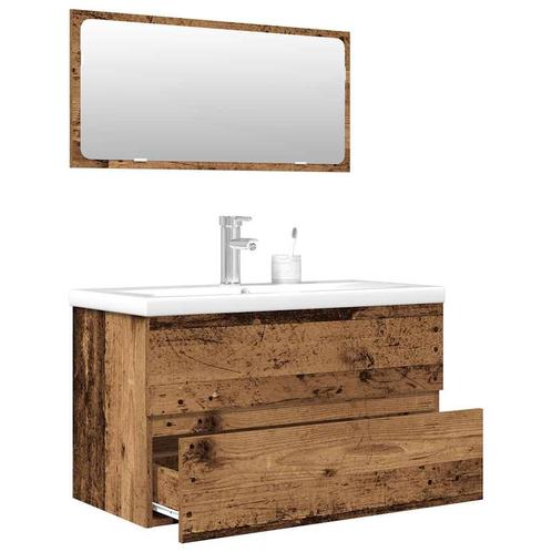 vidaXL 3-delige Badkamermeubelset bewerkt hout oud, Huis en Inrichting, Badkamer | Badkamermeubels, Nieuw, Verzenden