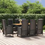 vidaXL 9-delige Tuinset poly rattan zwart, Verzenden, Nieuw, Rotan, Tuinset