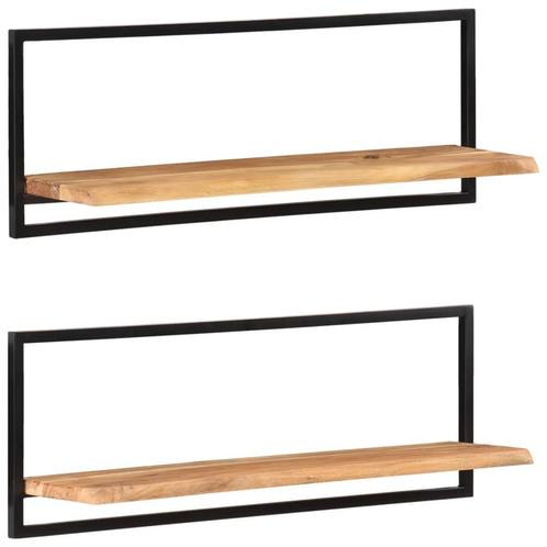 vidaXL Wandschappen 2 st 100x24x35 cm massief acaciahout en, Huis en Inrichting, Woonaccessoires | Wandplanken en Boekenplanken