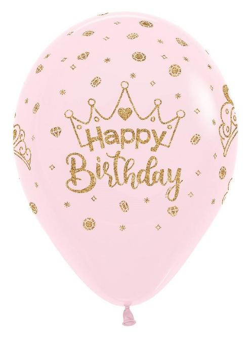 Ballonnen Happy Birthday Crowns Glitter Ink Pastel Matte Pin, Hobby en Vrije tijd, Feestartikelen, Nieuw, Verzenden