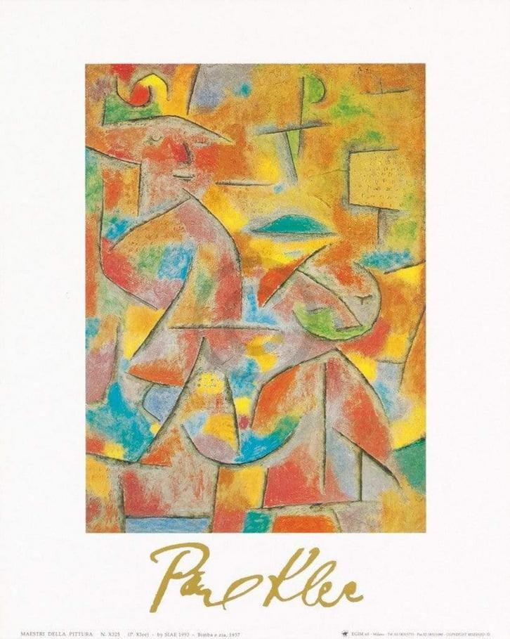 Kunstdruk Paul Klee - Bimba e zia, 1937 24x30cm, Huis en Inrichting, Woonaccessoires | Schilderijen, Tekeningen en Foto's, Nieuw