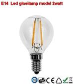 E14 LED filament bol design 2w Warmwit, Nieuw, Verzenden