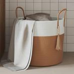 vidaXL Opbergmand Ø 40x35 cm katoen bruin en wit, Huis en Inrichting, Verzenden, Nieuw
