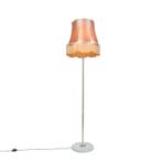 Retro vloerlamp messing met Granny kap goud 45 cm - Kaso, Nieuw, Overige materialen, Retro, 150 tot 200 cm