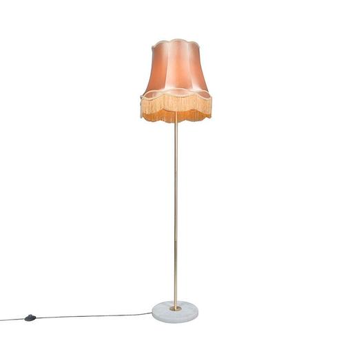 Retro vloerlamp messing met Granny kap goud 45 cm - Kaso, Huis en Inrichting, Lampen | Vloerlampen, Nieuw, Overige materialen