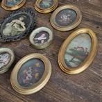 Lijst (11) - Canvas, Hout, Messing - ovale met de hand, Antiek en Kunst