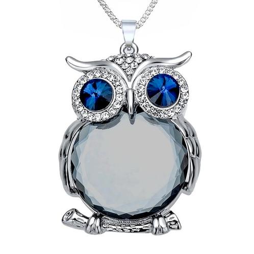 Fako Bijoux® - Ketting - Uil - Spiegel XXL - Grijs, Sieraden, Tassen en Uiterlijk, Kettingen, Verzenden