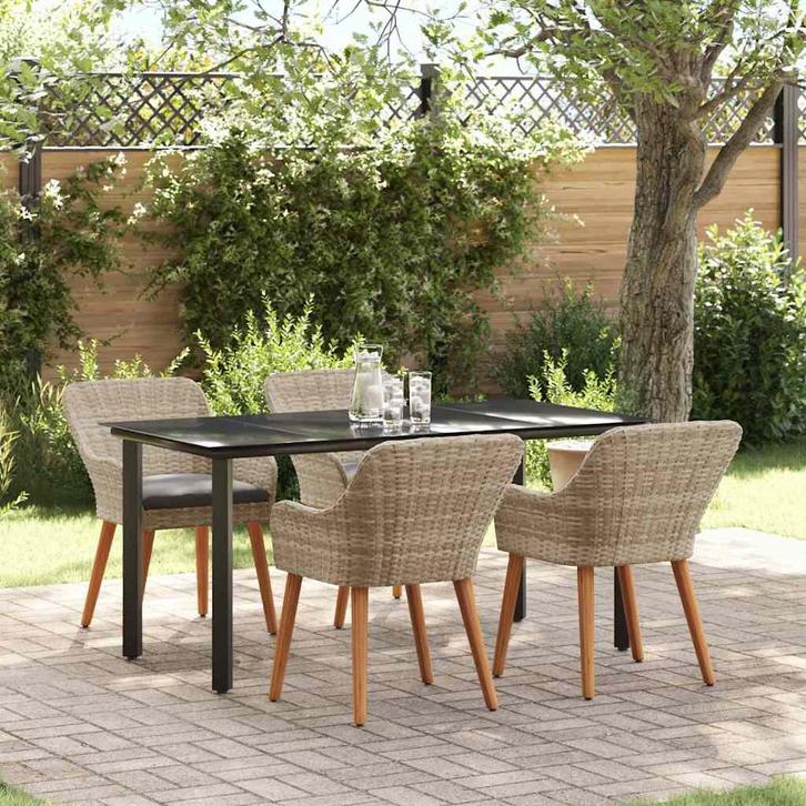 vidaXL Eetkamerset Lichtgrijs Poly riet, Tuin en Terras, Tuinsets en Loungesets, Nieuw, Rotan, Verzenden