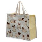 Boodschappentas Mopshond RPET - Lichtblauw - 33x40x17cm NIEU, Sieraden, Tassen en Uiterlijk, Ophalen of Verzenden, Nieuw