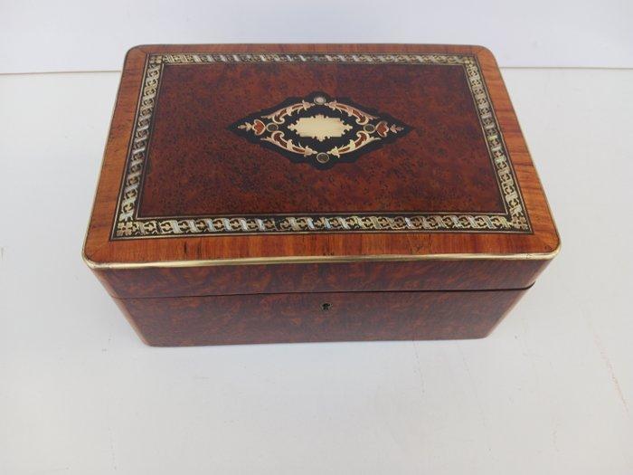 Grand coffret boite à bijoux en marqueterie Boulle Loupe, Antiek en Kunst, Curiosa en Brocante