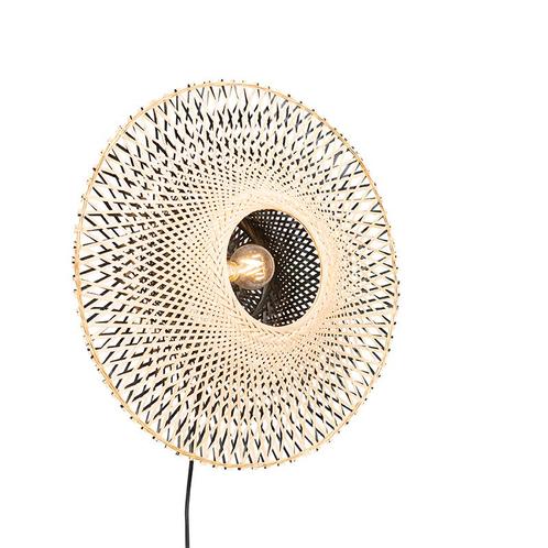 Oosterse wandlamp bamboe 50 cm met stekker - Rina, Huis en Inrichting, Lampen | Wandlampen, Nieuw