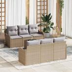 vidaXL Tuin Sofa Set met kussen 7 pcs Beige en Grijs 55 x 55, Verzenden, Nieuw, Rotan