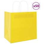 vidaXL Papieren zakken 50 st met hengsels 26x17x25 cm geel, Diversen, Cadeauverpakkingen, Verzenden, Nieuw