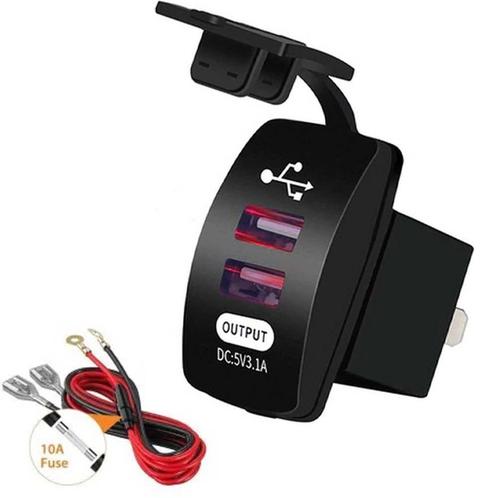 12V USB Autolader 2 Poorten Inbouw met Aansluitkabel -, Doe-het-zelf en Verbouw, Elektra en Kabels, Nieuw, Verzenden