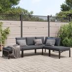 vidaXL 4-delige Loungeset met kussens aluminium zwart, Tuin en Terras, Tuinsets en Loungesets, Verzenden, Nieuw, Aluminium, Loungeset