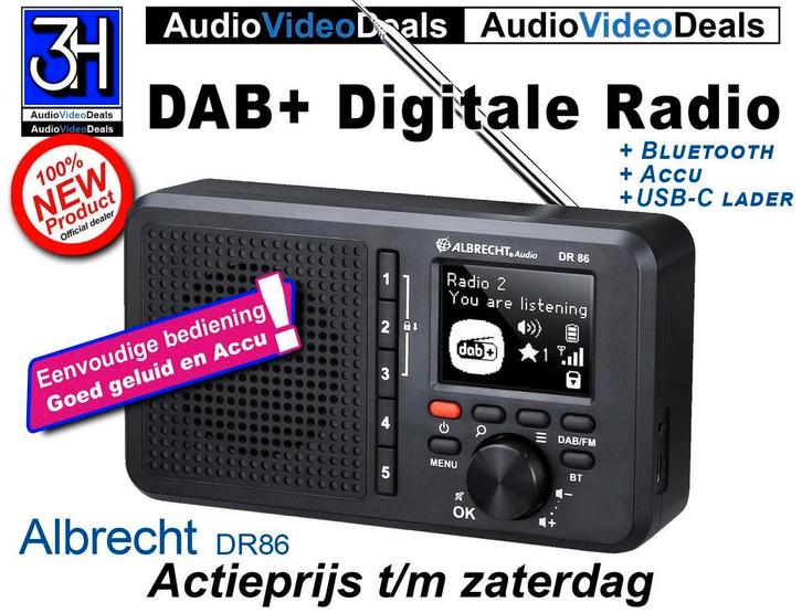DAB+ digitale radio Eenvoudige bediening Goed geluid Accu, Audio, Tv en Foto, Radio's, Radio, Nieuw, Ophalen of Verzenden