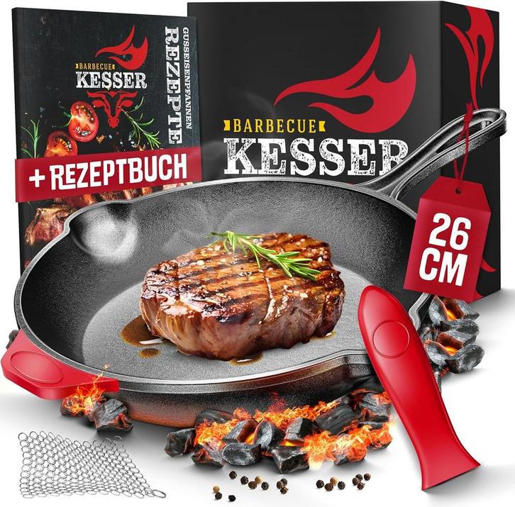 KESSER® Gietijzeren pan - Braadpan - Inductie - 26cm •, Witgoed en Apparatuur, Overige Witgoed en Apparatuur, Nieuw, Verzenden