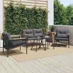 vidaXL 5-delige Balkonset met kussens staal zwart, Tuin en Terras, Tuinsets en Loungesets, Verzenden, Nieuw, Rvs