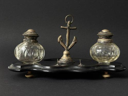 Inktpot - Inkstel - Been, Hout, Kristal, Zilver, Antiek en Kunst, Antiek | Goud en Zilver