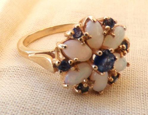 Cocktailring - 14 karaat Geel goud Saffier - Saffier, Sieraden, Tassen en Uiterlijk, Antieke sieraden