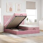 vidaXL Ottoman bed met matrassen 200x200cm fluweel roze, Huis en Inrichting, Slaapkamer | Bedden, Verzenden, Overige maten, 200 cm