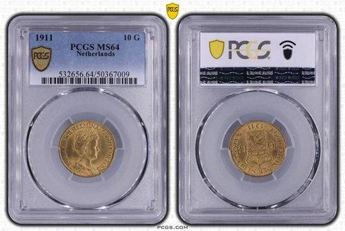 Gouden Wilhelmina serie 10 gulden 1911-1933 MS64 PCGS, Postzegels en Munten, Munten | Nederland, Losse munt, 10 gulden, Koningin Wilhelmina