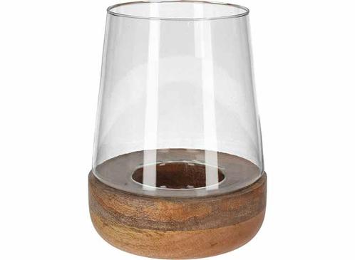 JENS Living Windlicht bram - Mangohout / Glas - 18,5 x 25,5, Huis en Inrichting, Lampen | Overige, Nieuw, Verzenden