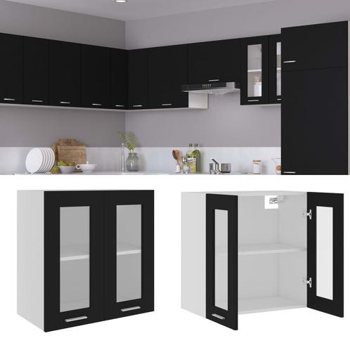 vidaXL Hangkast Lyon 60x31x60 cm bewerkt hout zwart, Huis en Inrichting, Keuken | Keukenelementen, Zwart, Nieuw, Verzenden