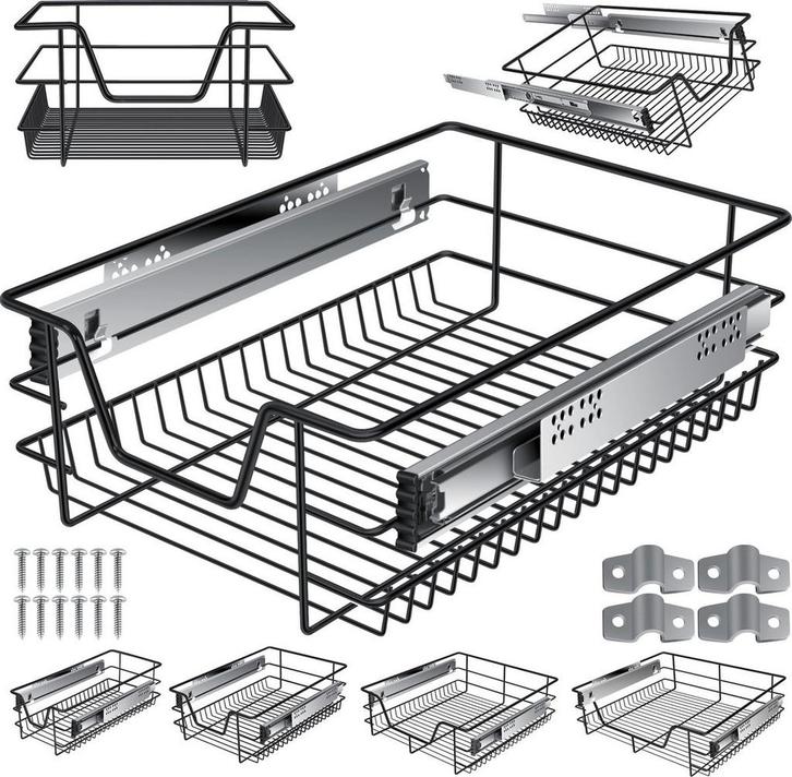 Keukenlade - Telescopische lade - 40 cm - Zwart - KESSER®, Huis en Inrichting, Keuken | Keukenbenodigdheden, Zo goed als nieuw