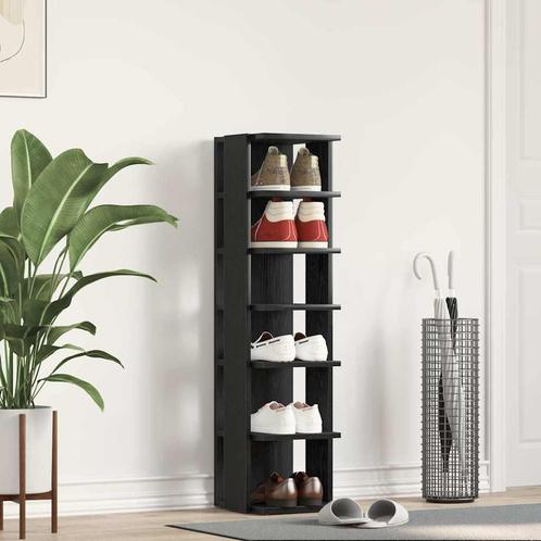 vidaXL Schoenenkast 25x27x102 cm bewerkt hout zwart, Huis en Inrichting, Kasten | Schoenenrekken, Nieuw, Verzenden