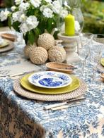 Blauwe en witte toile de Jouy voor grote tafels. -
