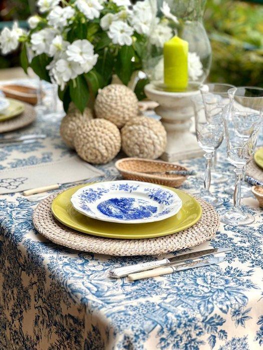 Blauwe en witte toile de Jouy voor grote tafels. -, Antiek en Kunst, Kunst | Designobjecten