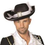 Luxe musketiers hoed zwart met wit - Musketiershoeden, Nieuw, Ophalen of Verzenden