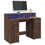 vidaXL Bureau met LED-verlichting 120x55x91 cm hout bruin, Huis en Inrichting, Bureaus, Verzenden, Nieuw