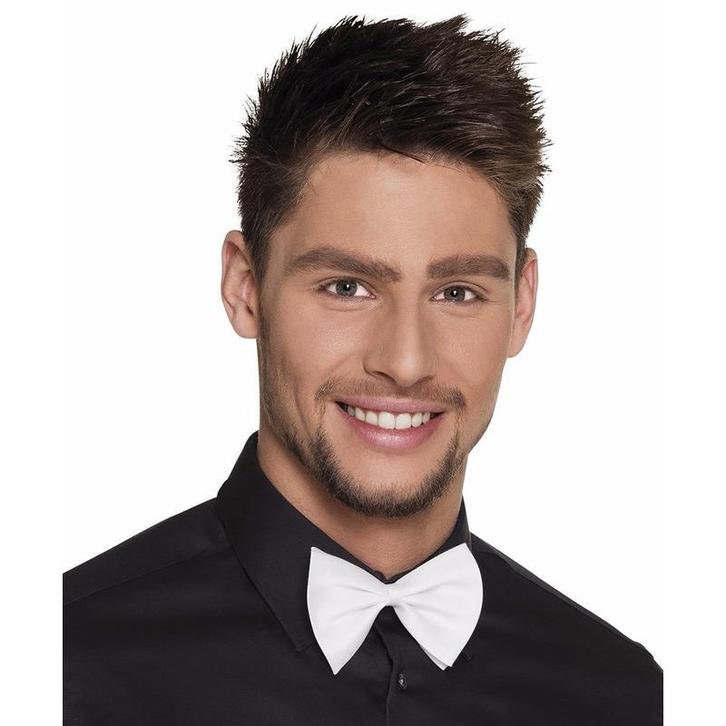 Wit vlinderstrikje met zwarte elastiek voor volwassenen - .., Hobby en Vrije tijd, Feestartikelen, Ophalen of Verzenden