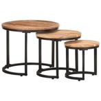 Acaciahouten Bijzettafels - | Tweedekansje | OP = OP, Minder dan 45 cm, Minder dan 55 cm, IndustriÃ«le charme, Rond