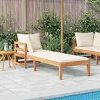 vidaXL Ligstoel met 1 armleuning massief acaciahout crèmewit, Tuin en Terras, Tuinsets en Loungesets, Verzenden, Nieuw, Hardhout