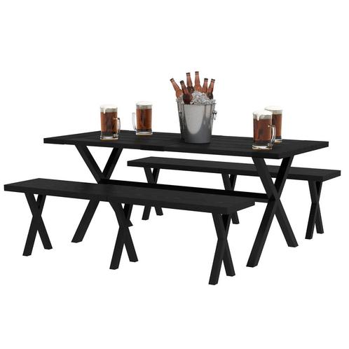 TRUUSK Bierzeltgarnitur 3-delig. Tafel Met 2 Banken En Parap, Tuin en Terras, Overige Tuin en Terras, Nieuw, Verzenden