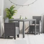 vidaXL Tuin Eetset 3 pcs Lichtgrijs Polt riet, Verzenden, Nieuw, Rotan
