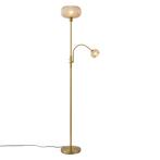 Design vloerlamp messing met amber glas 2-lichts - Brianna, Huis en Inrichting, Lampen | Vloerlampen, Nieuw, Overige materialen