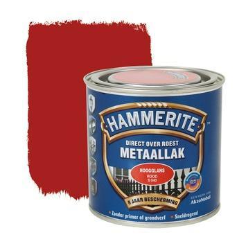 Hammerite Metaallak Rood S040 Hoogglans 250 ml, Doe-het-zelf en Verbouw, Verf, Beits en Lak, Nieuw, Ophalen of Verzenden