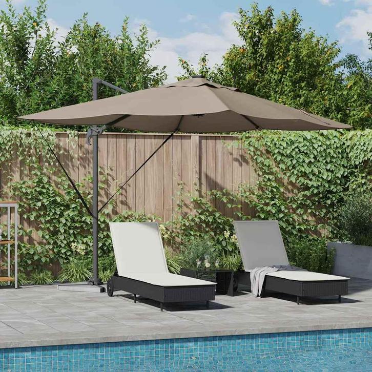 vidaXL Cantilever Roma parasol Taupe en Zwart 352 x 251 x, Tuin en Terras, Parasols, Nieuw, 2 tot 3 meter, Verzenden