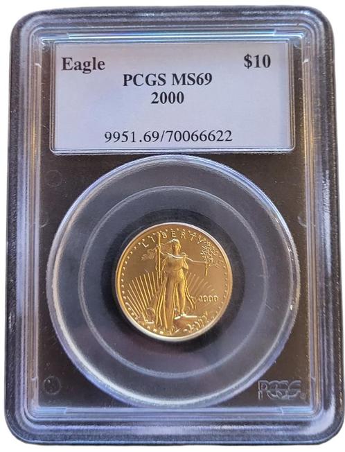 Gouden American Eagle 1/4 oz 2000 PCGS MS69 gecertificeerd, Postzegels en Munten, Munten | Amerika, Midden-Amerika, Losse munt