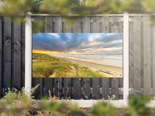 NR 1209: Tuinposter strand met wolkenlucht 90x180cm, Tuin en Terras, Tuinwanddecoratie, Nieuw