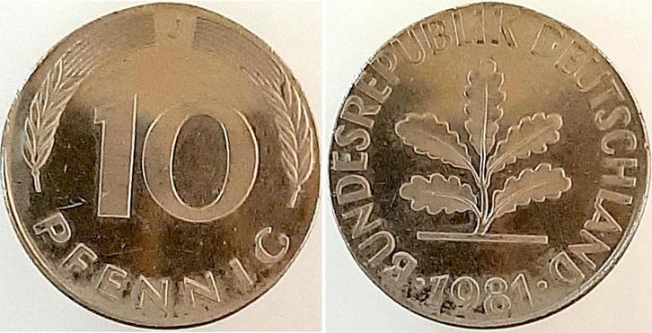 Duitsland Fehlpraegung 10 Pfennig 1981 J auf 50 Pfennig R..., Postzegels en Munten, Munten | Europa | Niet-Euromunten, Verzenden