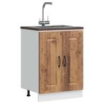 vidaXL Spoelbakonderkast Kalmar 60x46x81,5 cm bewerkt hout, Huis en Inrichting, Keuken | Keukenelementen, Verzenden, Nieuw, Bruin