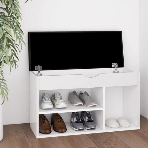 vidaXL Schoenenbank met kussen 80x30x47 cm bewerkt hout wit, Huis en Inrichting, Kasten | Schoenenrekken, Nieuw, Verzenden