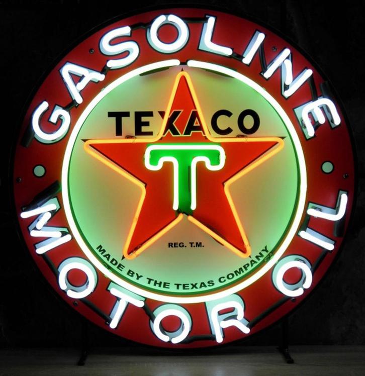 Texaco Nieuw Design Neon Verlichting 65 x 65 cm, Verzamelen, Merken en Reclamevoorwerpen, Ophalen